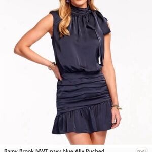 Ramy brook NWT navy blue Ally ruched mini dress